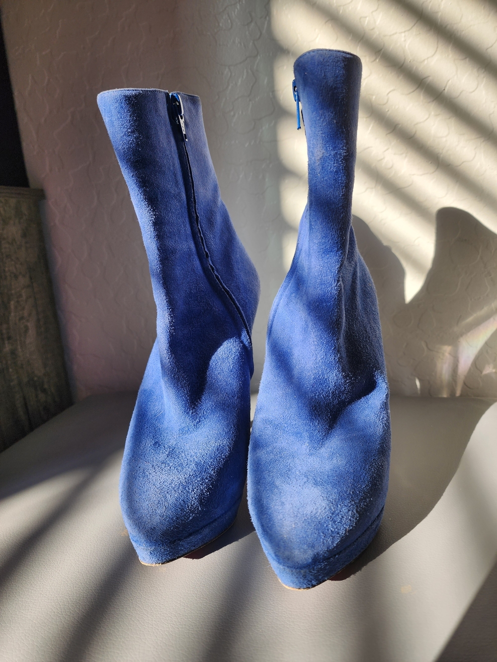 Christian Louboutin Royal Blue Suede Stiletto Ankle Boots - Picture 2 of 7